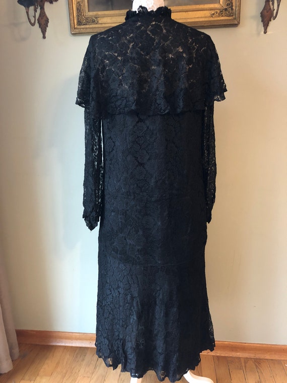 1920 1930s Antique Vintage Black Lace Drop Waist Dres… - Gem