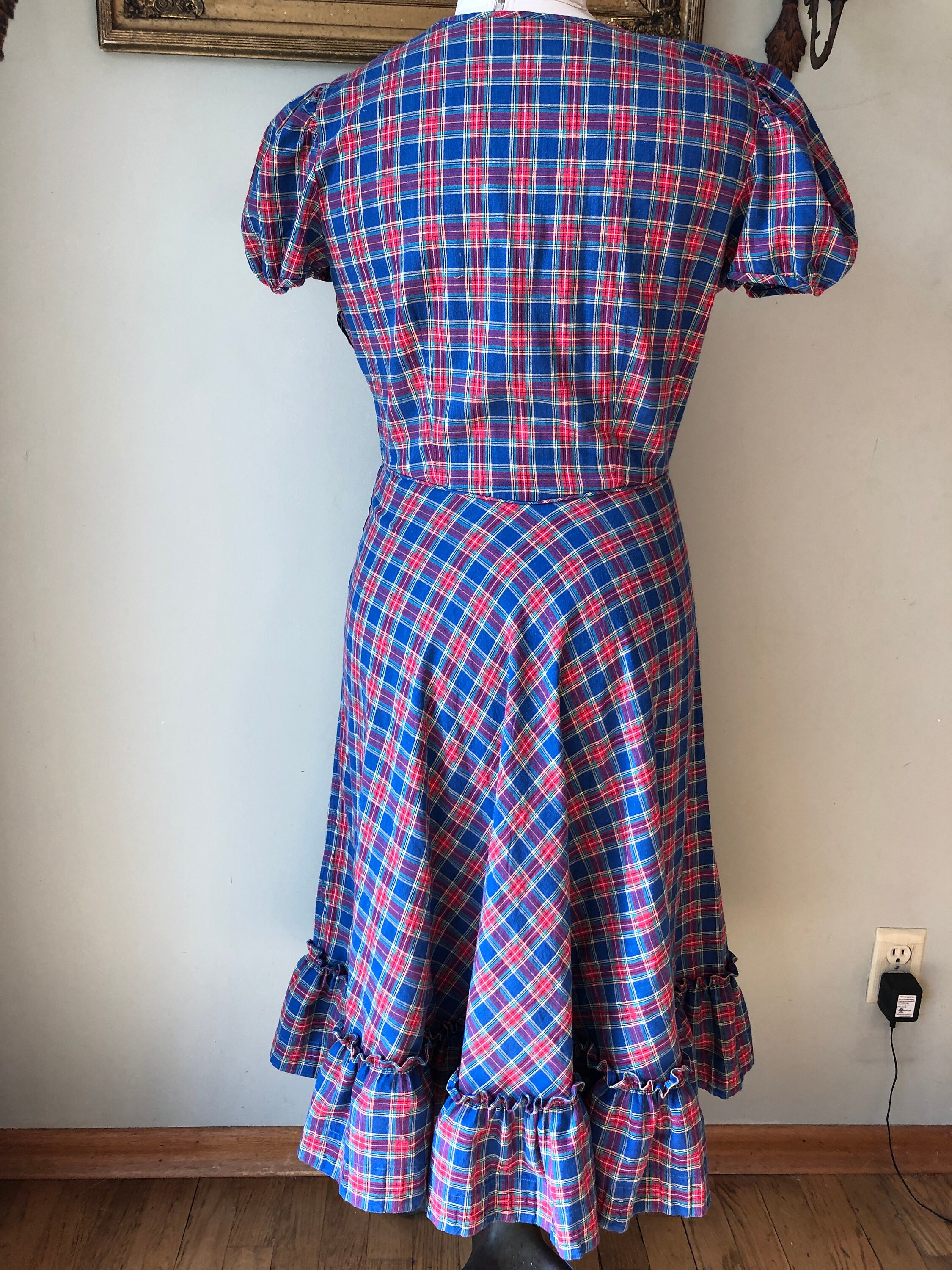 1950s 1960s Mid Century Red and Blue Plaid Full Skirt Swing - Etsy