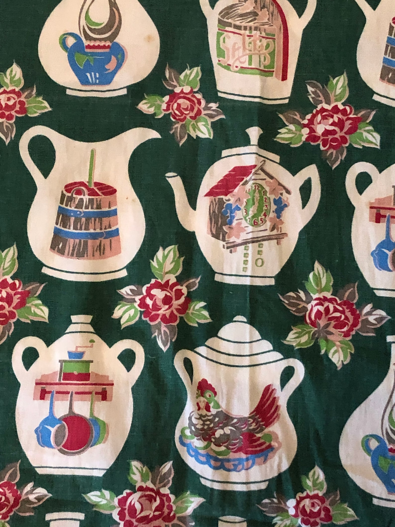 Two 1940s 50s Vintage Kitchen Curtain Panels Cottage Country - Etsy