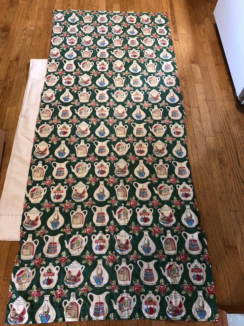 Two 1940s 50s Vintage Kitchen Curtain Panels Cottage Country - Etsy