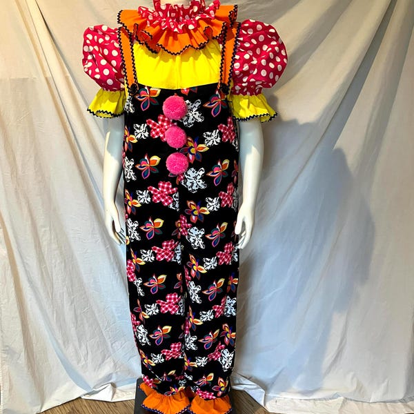 Woman's Clown Costume: Adult Cosplay, Halloween, Mardi Gras, Feak Show, Circus Clowncore OOAK Med/Large #649