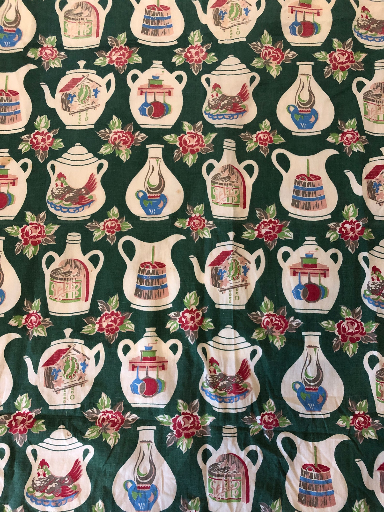 Two 1940s 50s Vintage Kitchen Curtain Panels Cottage Country - Etsy