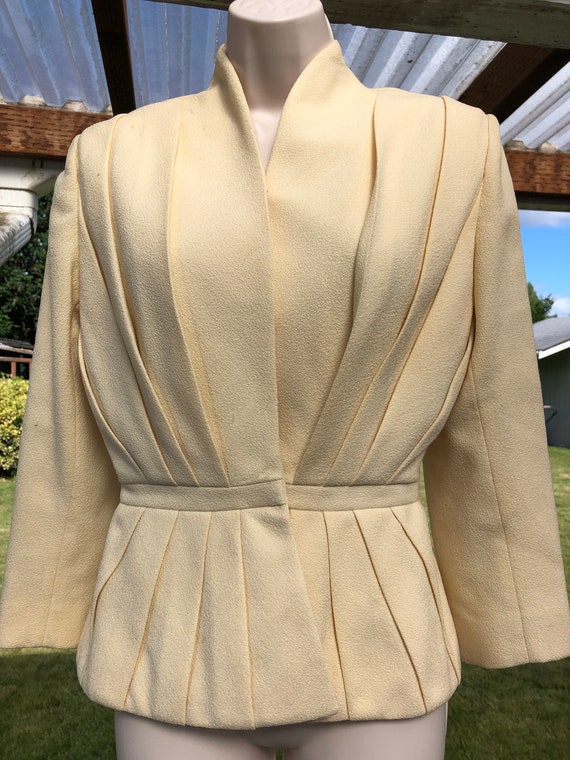 1950s Vintage Lilli Ann Jacket Ivory Pleated New L