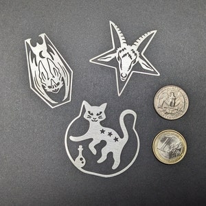 Page Clip Bookmarks Metal charms featuring dark occult designs to mark your page Baphomet, vampire bat, alchemy cauldron cat image 7