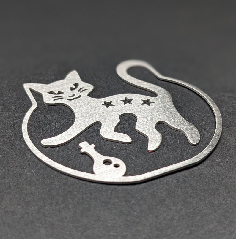 Page Clip Bookmarks Metal charms featuring dark occult designs to mark your page Baphomet, vampire bat, alchemy cauldron cat image 8