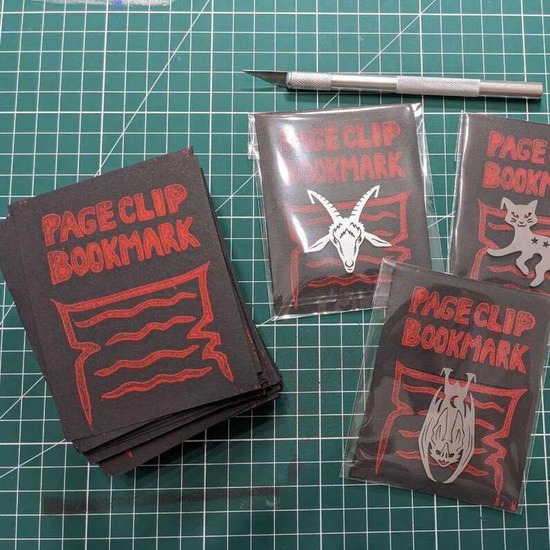 Page Clip Bookmarks Metal charms featuring dark occult designs to mark your page Baphomet, vampire bat, alchemy cauldron cat image 10