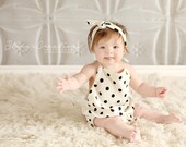 Six Month Sitter Baby Bubble Romper - Polka dot - Photography Prop - CUSTOM ORDER