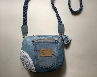 leren dames tasje recycle met oude jeans
