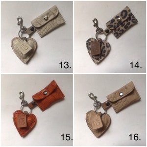 Leren sleutelhanger mini muntzakje + hartje image 5