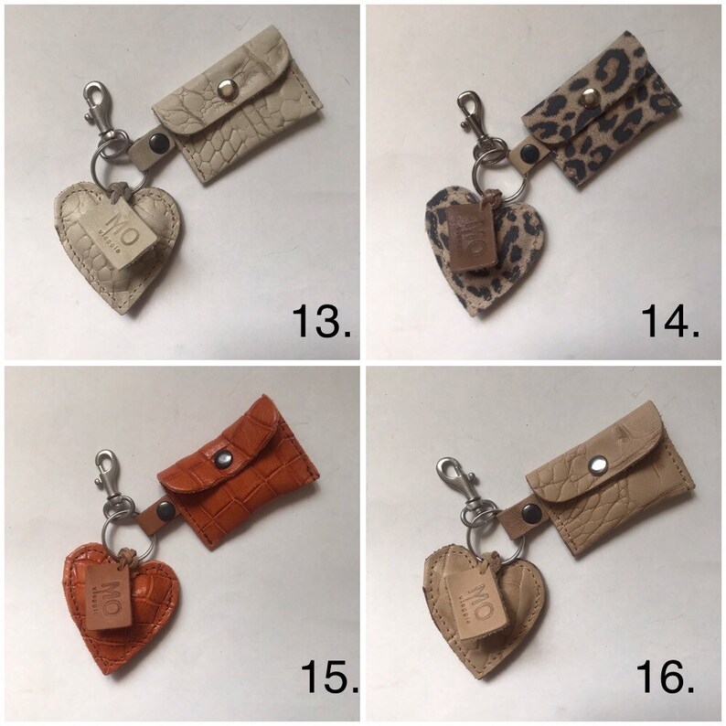 Leren sleutelhanger mini muntzakje + hartje image 5