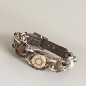 Leren macrame / gevlochten armbandjes met edelsteen, polaris, cateye