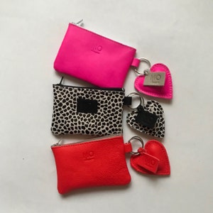 Leren sleutelhanger etuitje + hartje 2x ringetje