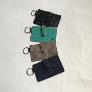 Stoere leren sleutelhanger pasjesetuitjes -1 pasje (brons)