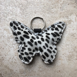 Leren vlinder sleutelhanger -gevuld- verschillende kleuren