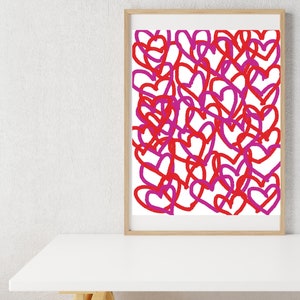 Hearts Wall Art, Girls Room Wall Art, Eclectic Wall Art, Retro Wall Art, Happy Wall Art, Fun Art