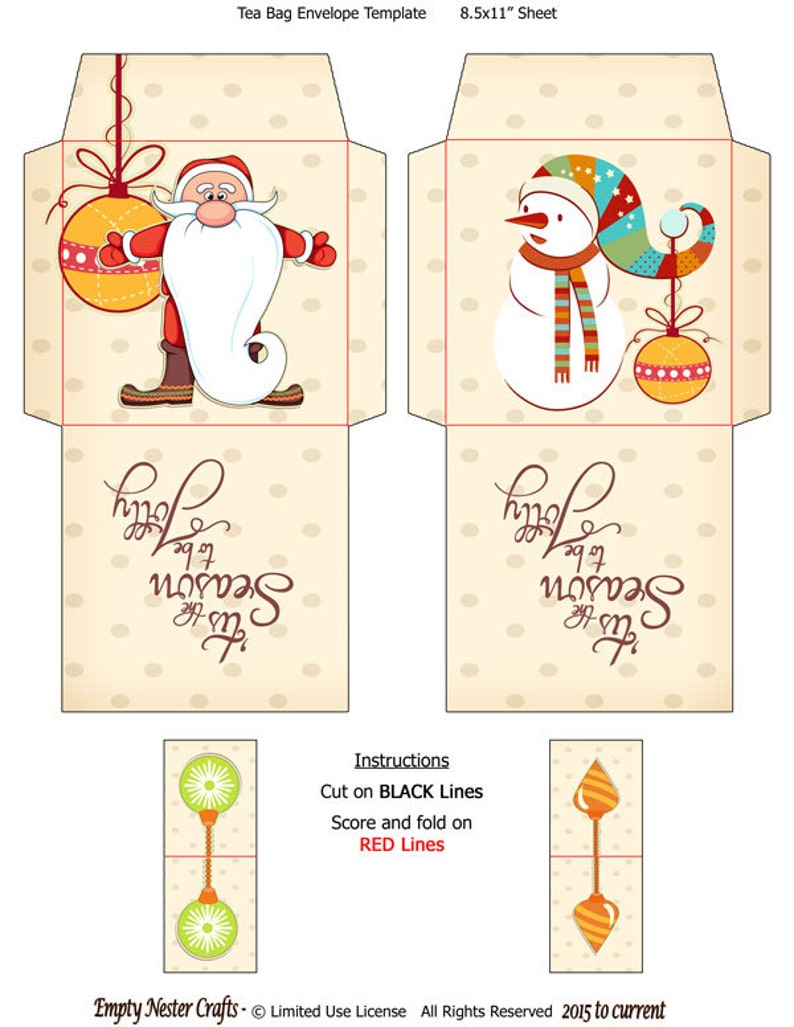 Printable Tea Bag Packet Wrapper Envelope Topper Be Jolly Etsy UK