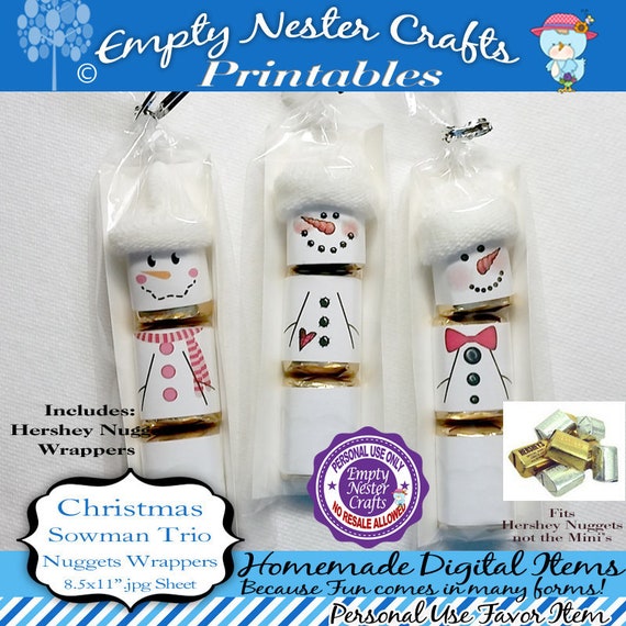 Hershey Nuggets Candy Bar Wrapper Christmas Snowman Trio | Etsy