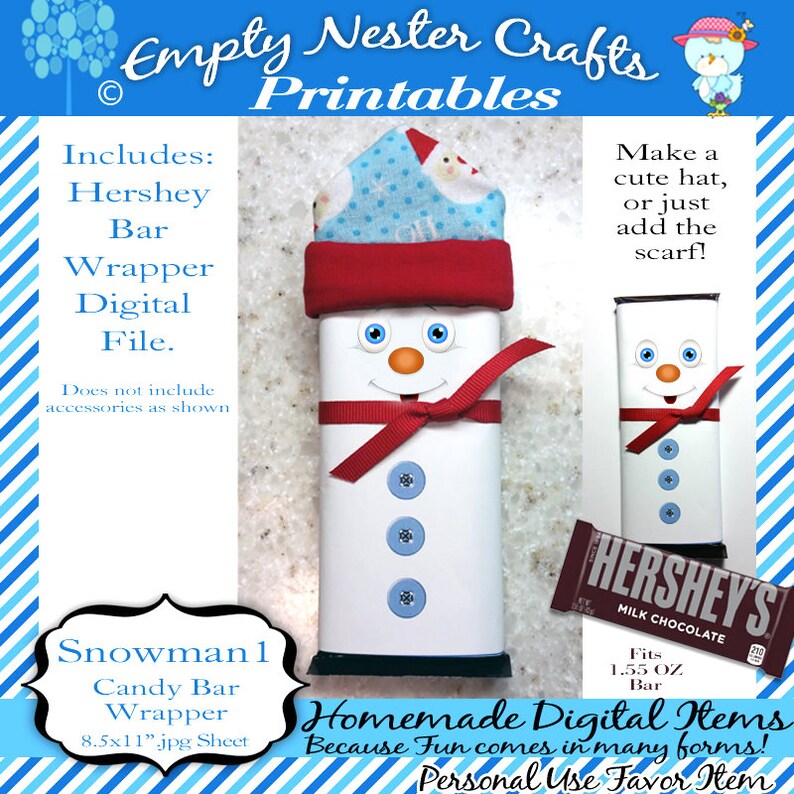 Snowman candybar wrappers serretable