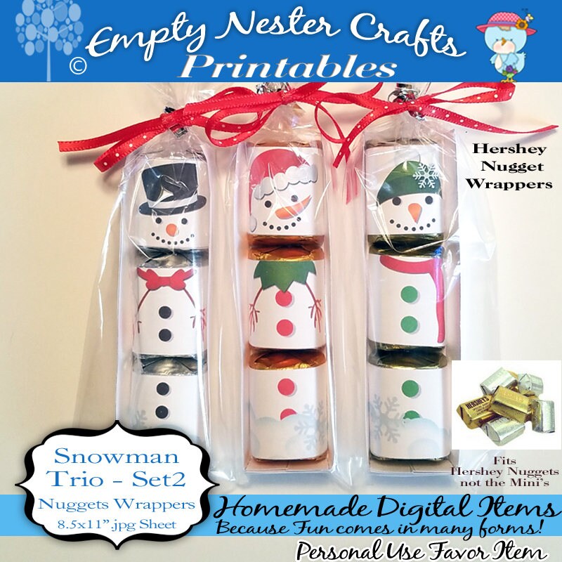 Hershey Nuggets Candy Bar Wrapper Christmas Snowman trio | Etsy
