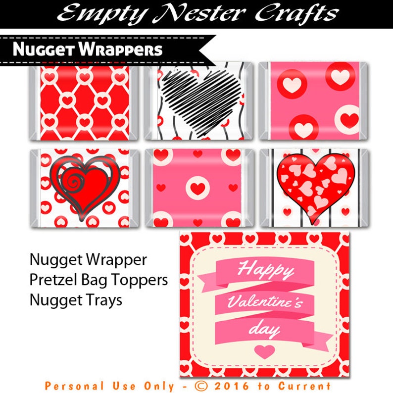 Hershey Nuggets Wrapper Valentines Set1 Pretzel Bag Toppers | Etsy