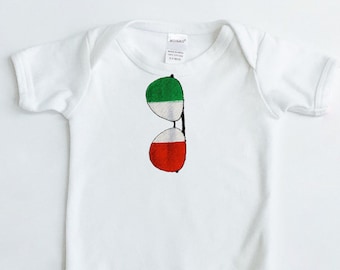 Italian Flag Aviator Sunglass Embroidered Baby One Piece | baby boy clothes, baby girl clothes, gender neutral baby gift, Italy baby gifts