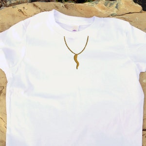 Italian Horn Chain Necklace - Cornicello Embroidered Kids Tee