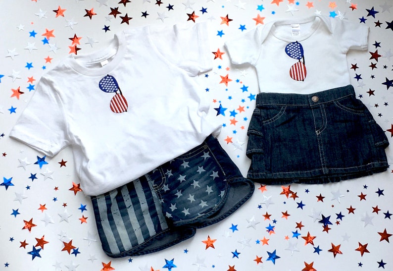 American Flag Aviator Sunglass Embroidered Baby One Piece - Etsy