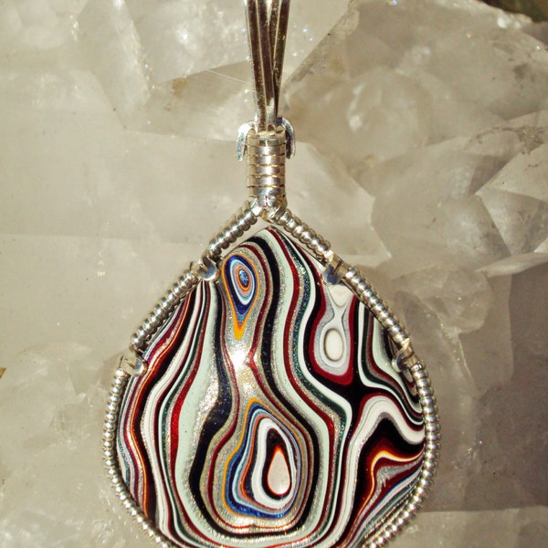 Fordite Pendant in Silver -- SwirlingSatisfaction