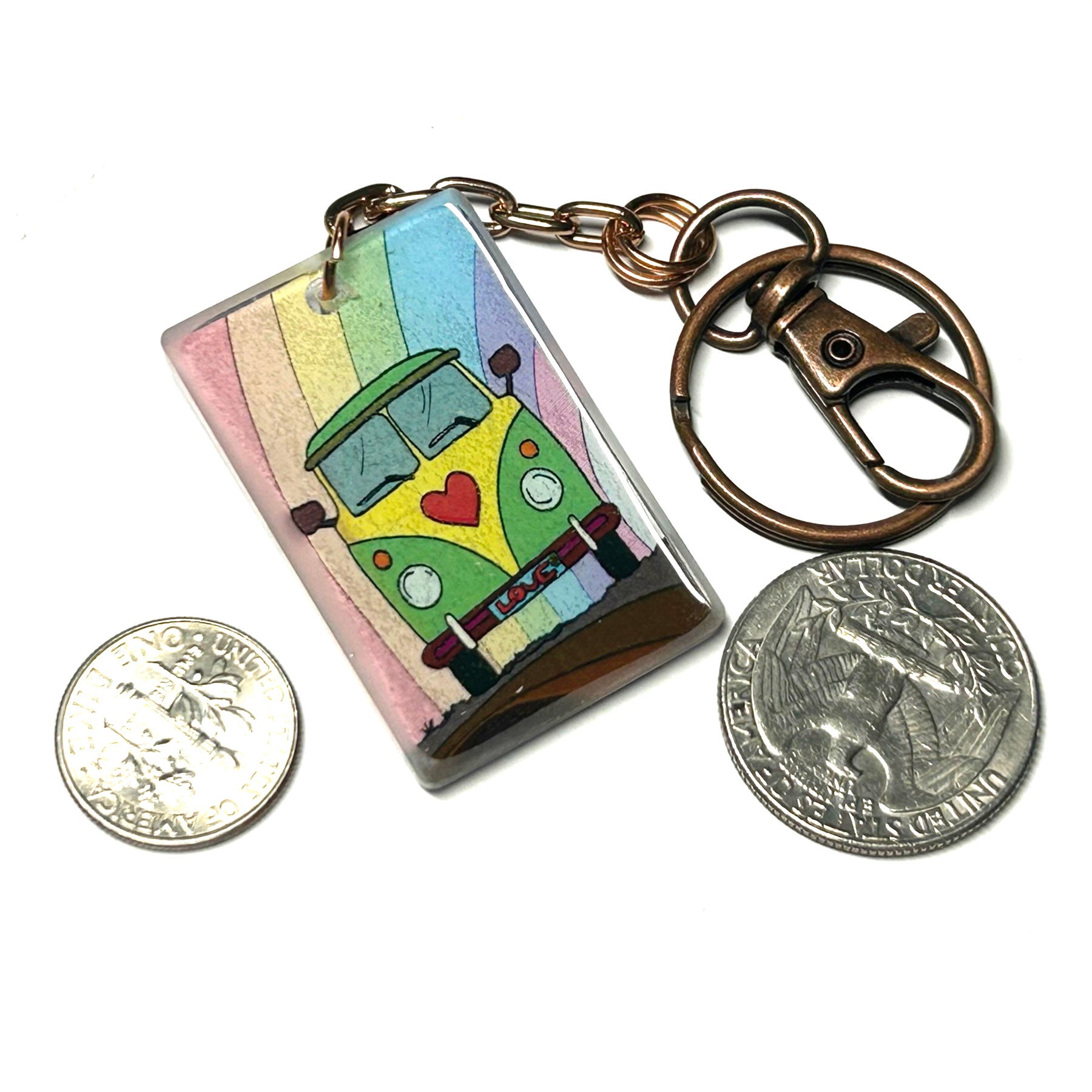 Pop Art Hippie Love Minibus Customizable Keychain Unique - Etsy