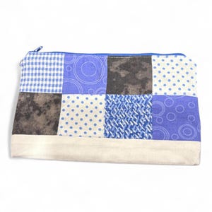 Patchwork Cosmetics Makeup Goodies Quilt Pouch Bag, Travel Pouch | Aqua Dreams Mosaic