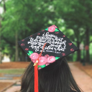 CUSTOM Grad Cap Decal / Graduation Modern Calligraphy Sticker / Personalized / Hand Lettered, Unique image 1