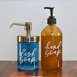 Soap Dispenser Labels / Calligraphy, Cute, Modern, Waterproof Stickers / Organization and Labeling for Kitchen and Home