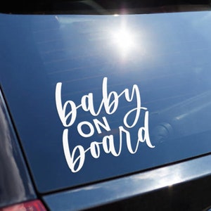 Naklejka winylowa „Baby on Board”, ręcznie pisana wodoodporna naklejka samochodowa, naklejka z kaligrafią na okno noworodka