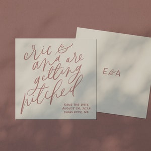 We're Getting Hitched - Hand-lettered Modern Script Save the Date, Handwritten Digital File, Fully Custom Printable Wedding Invitation Suite