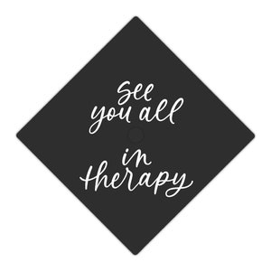 Bis in Therapie Graduation Cap Vinyl Aufkleber, Handlettered moderne Kalligraphie Grad Cap Decor Sticker Design, SW OT Therapeut Humor