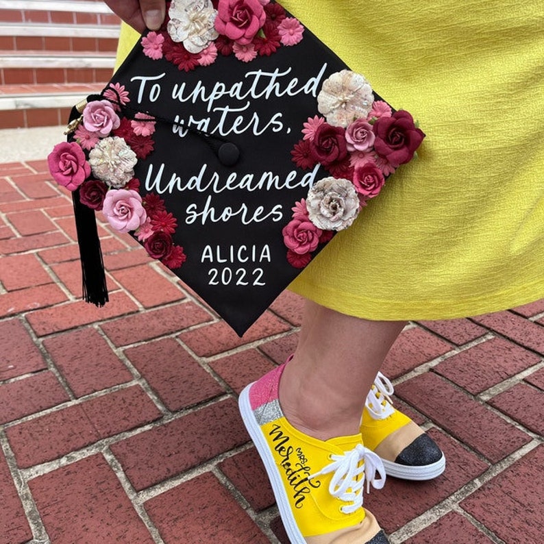 CUSTOM Grad Cap Decal / Graduation Modern Calligraphy Sticker / Personalized / Hand Lettered, Unique image 2