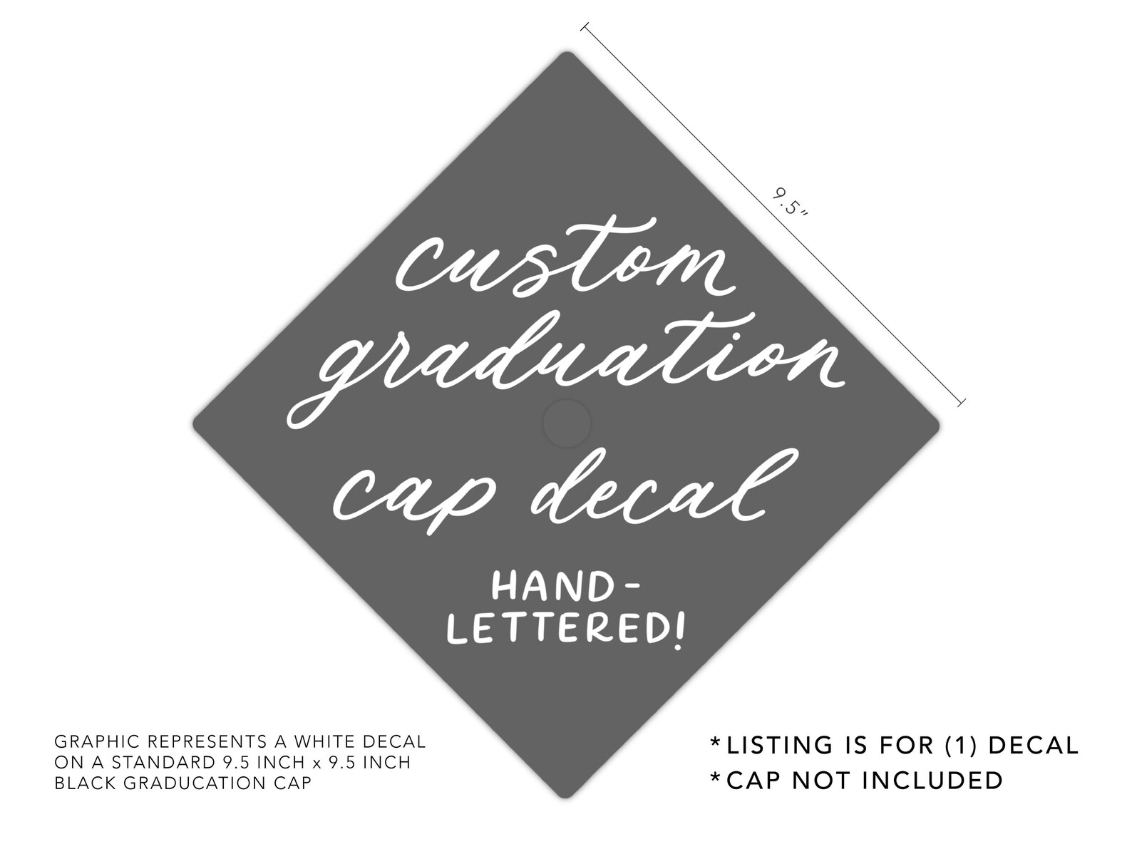 CUSTOM Grad Cap Decal / Graduation Modern Calligraphy Sticker ...