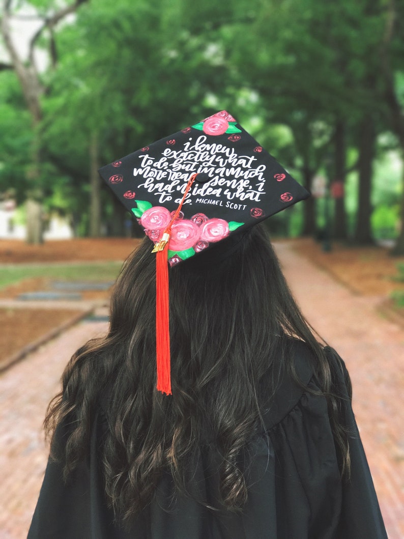 CUSTOM Grad Cap Decal / Graduation Modern Calligraphy Sticker / Personalized / Hand Lettered, Unique image 1