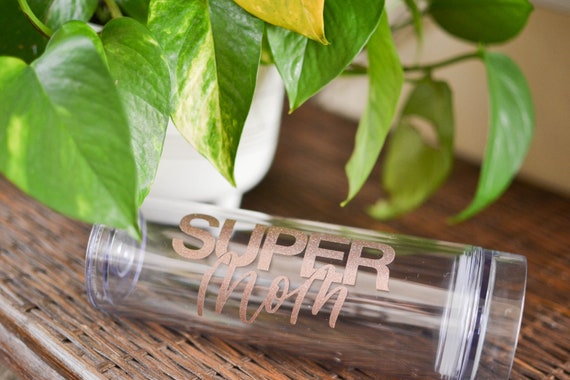 Super Mom Tumbler Glittery Rose Gold Clear Skinny / 16 Oz Travel Cup /  Mothers Day Gifts / Baby Shower / Bridal Shower / Unique Party Favor - Etsy