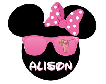 Personalized Minnie with Sunglasses Disney Cruise Door Magnet