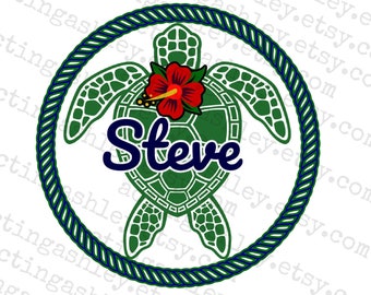Personalized Sea Turtle Magnet (darker/muted colors)