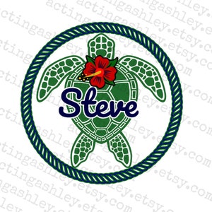 Personalized Sea Turtle Magnet (darker/muted colors)
