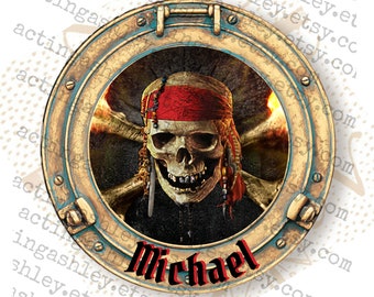 Personalized Pirates of the Caribbean Skull Porthole Cruise Disney Door Magnet (3 sizes)