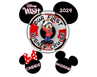 RED PERSONALIZED Our First Disney Cruise Stateroom Door Magnet Set