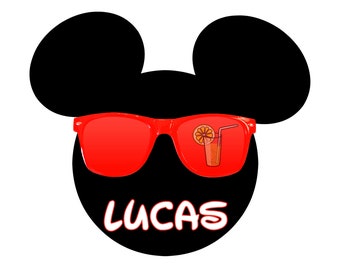 Personalized Mickey with Sunglasses Disney Cruise Door Magnet