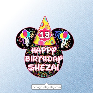 Happy Birthday Mickey with Confetti Personalized Cruise Door Magnet