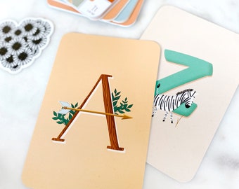 Delightful Alphabet Cards ||  Homeschool Learning, Nursery, Kids Wall Art, Baby Room Decor, Preschool Resources, ABC flash cards