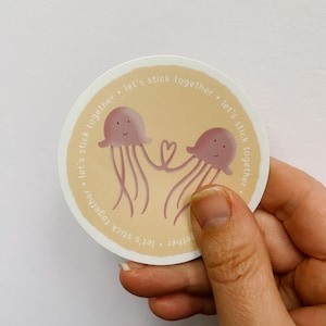 Jellyfish Love Vinyl Sticker: Punny Inspirational Illustration