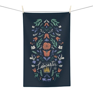 Lanc Love Remix Tea Towel in Midnight || Highly Absorbent Microfiber Kitchen Towel || Lancaster County, Pennsylvania, Amish, Dutch Folk Art