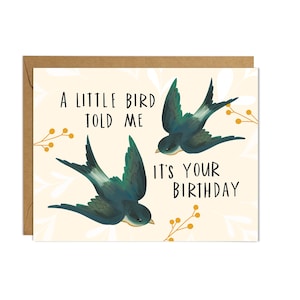 A Little Bird Told Me Barn Swallows Geburtstagskarte mit Singvogel Art
